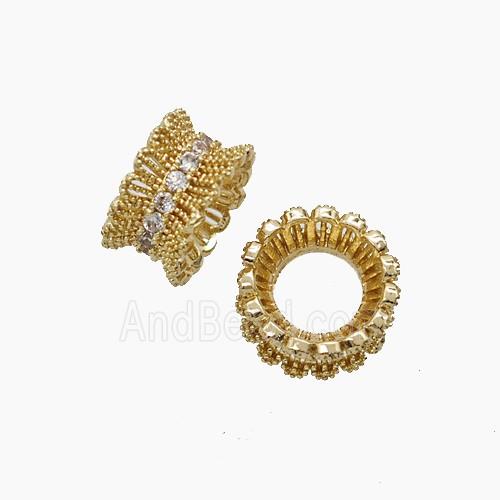 Copper Bead Pave Zircon, Gold Plated