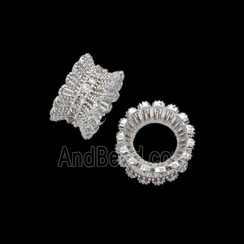 Copper Bead Pave Zircon, Gold Plated
