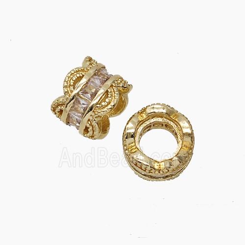 Copper Bead Pave Zircon, Gold Plated