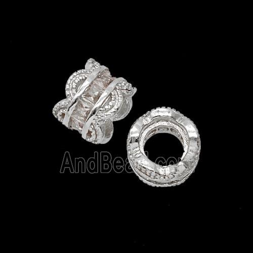 Copper Bead Pave Zircon, Gold Plated