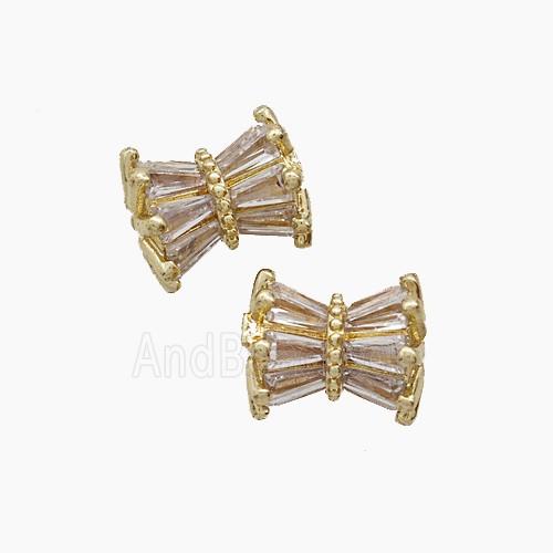 Copper Bead Pave Zircon, Gold Plated