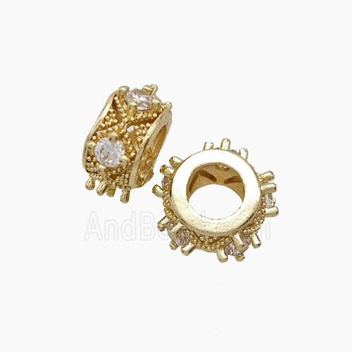Copper Bead Pave Zircon, Gold Plated