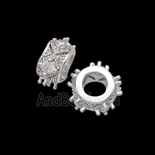 Copper Bead Pave Zircon, Gold Plated