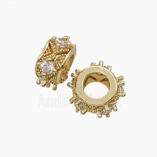 Copper Bead Pave Zircon, Gold Plated