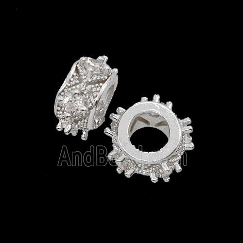 Copper Bead Pave Zircon, Gold Plated