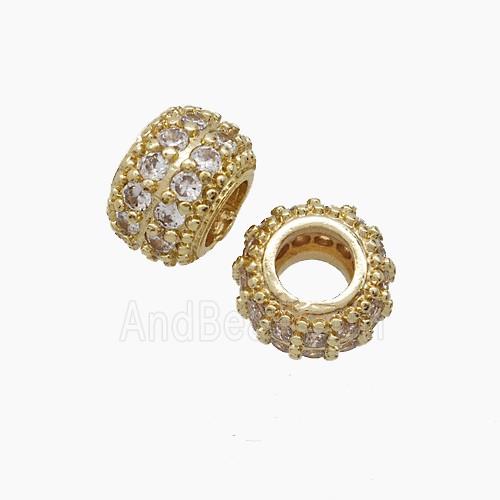Copper Bead Pave Zircon, Gold Plated