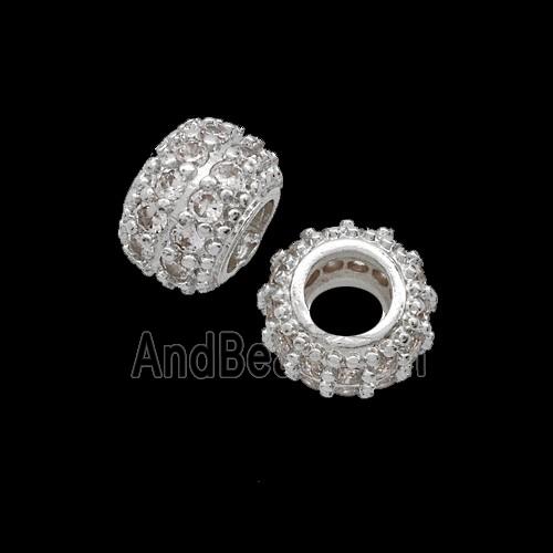 Copper Bead Pave Zircon, Gold Plated