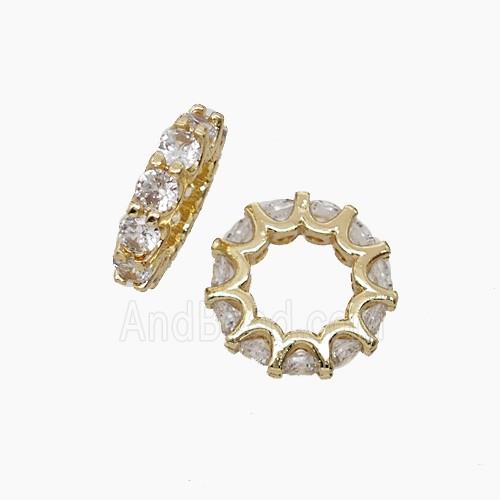 Copper Bead Pave Zircon, Gold Plated