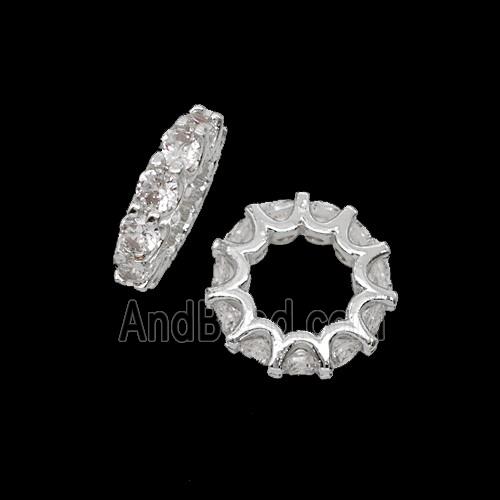 Copper Bead Pave Zircon, Gold Plated