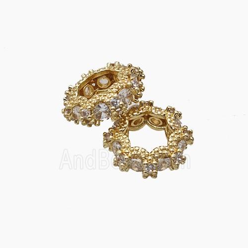Copper Bead Pave Zircon, Gold Plated