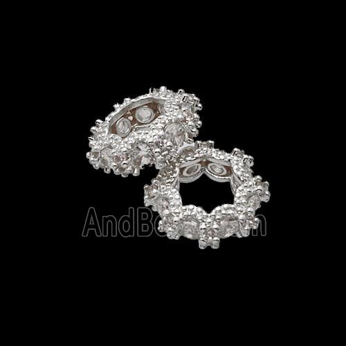 Copper Bead Pave Zircon, Gold Plated