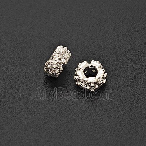 Copper Bead Pave Zircon, Silver Plated