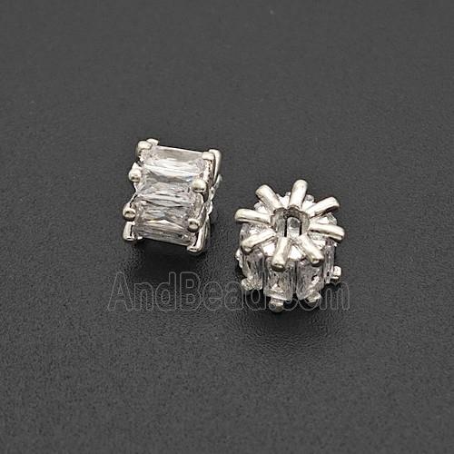 Copper Bead Pave Zircon, Silver Plated