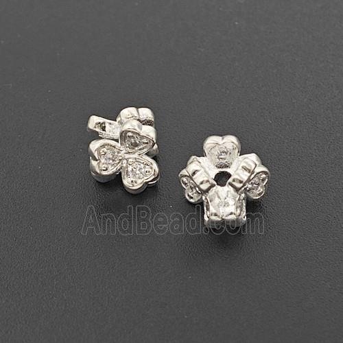 Copper Bead Pave Zircon, Silver Plated