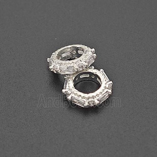 Copper Bead Pave Zircon, Silver Plated