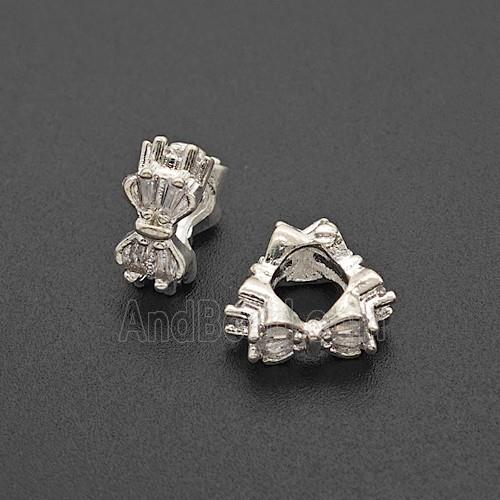 Copper Bead Pave Zircon, Silver Plated