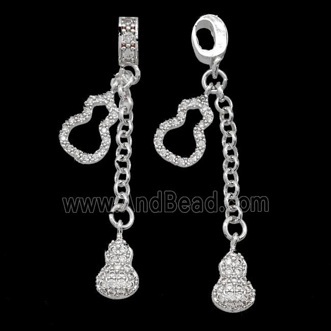 Copper Bead Pave Zircon, Silver Plated
