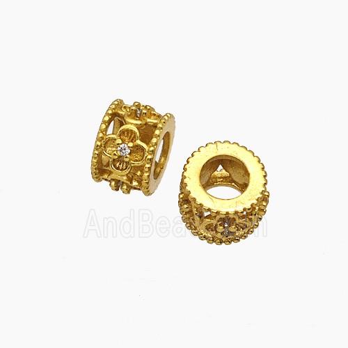 Copper Bead Pave Zircon, Gold Plated
