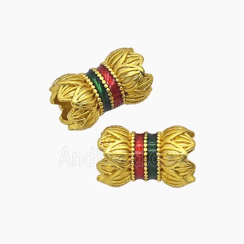 Copper Bead Pave Zircon, Gold Plated