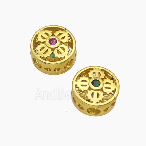 Copper Bead Pave Zircon, Gold Plated