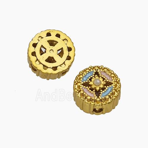 Copper Bead Pave Zircon, Gold Plated