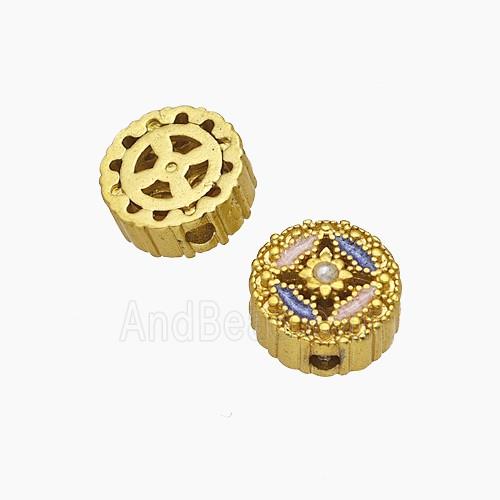 Copper Bead Pave Zircon, Gold Plated
