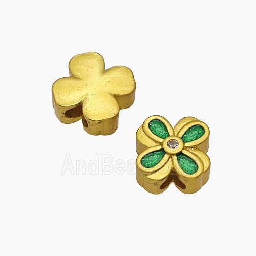 Copper Bead Pave Zircon, Gold Plated