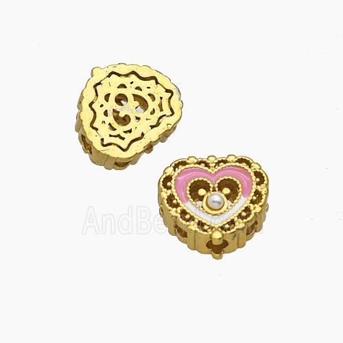 Copper Bead Pave Zircon, Gold Plated
