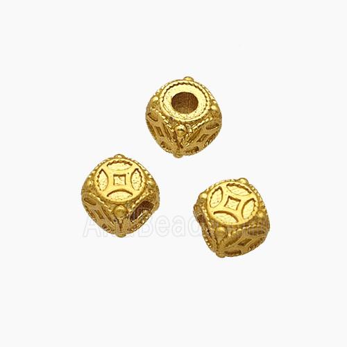 Copper Bead Pave Zircon, Gold Plated