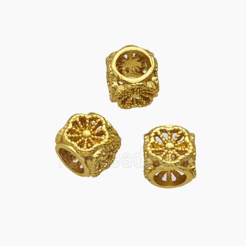 Copper Bead Pave Zircon, Gold Plated