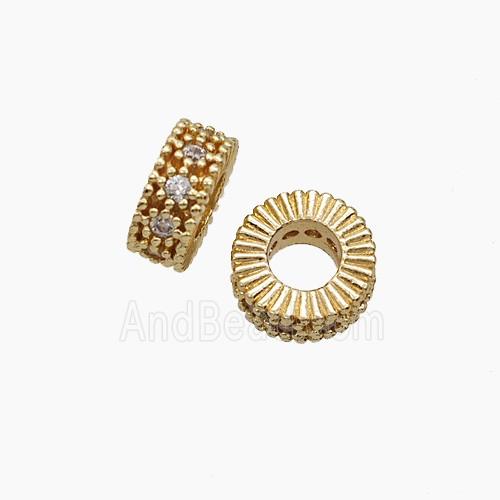 Copper Bead Pave Zircon, Gold Plated