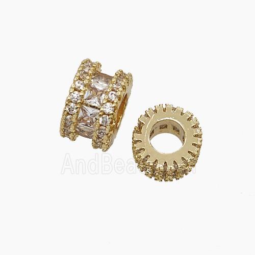 Copper Bead Pave Zircon, Gold Plated
