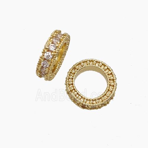 Copper Bead Pave Zircon, Gold Plated