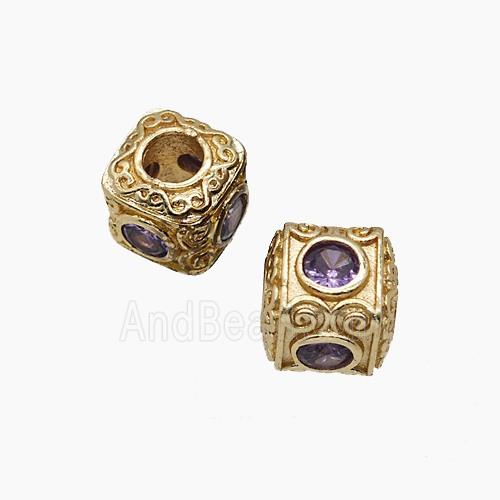 Copper Bead Pave Zircon, Gold Plated