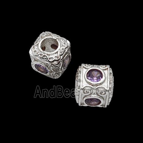 Copper Bead Pave Zircon, Gold Plated