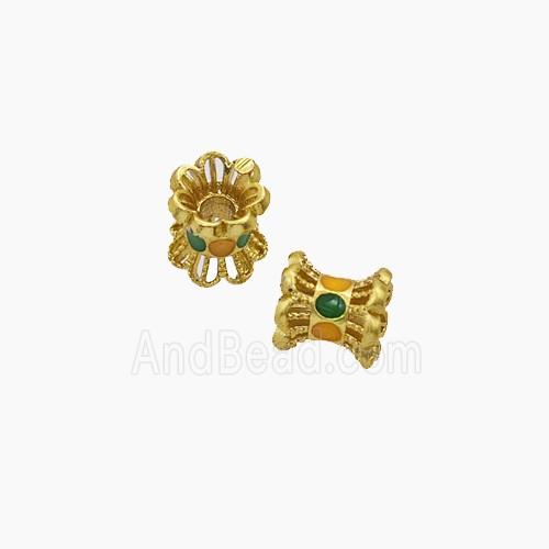 Copper Bead Pave Zircon, Gold Plated
