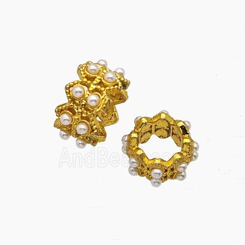 Copper Bead Pave Zircon, Gold Plated