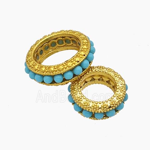 Copper Bead Pave Zircon, Gold Plated