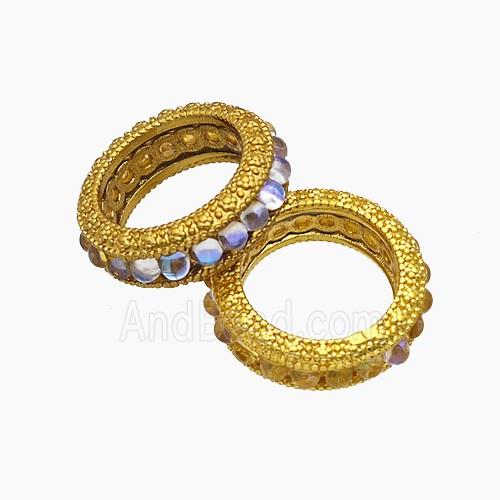 Copper Bead Pave Zircon, Gold Plated