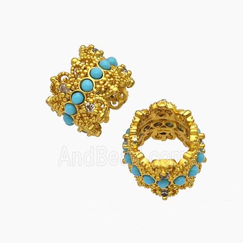 Copper Bead Pave Zircon, Gold Plated
