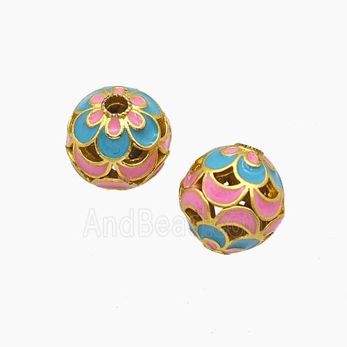 Copper Bead Pave Zircon, Gold Plated