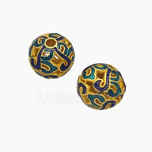 Copper Bead Pave Zircon, Gold Plated