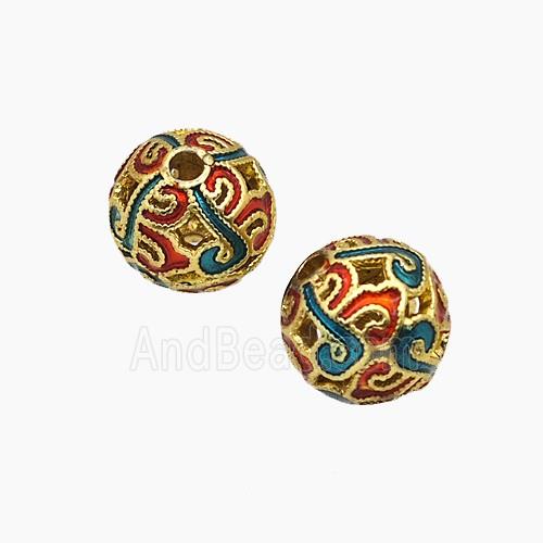 Copper Bead Pave Zircon, Gold Plated