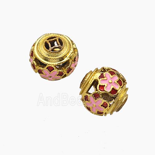 Copper Bead Pave Zircon, Gold Plated