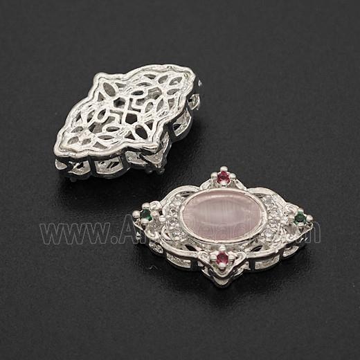 Copper Bead Pave Zircon, Silver Plated