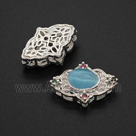 Copper Bead Pave Zircon, Silver Plated