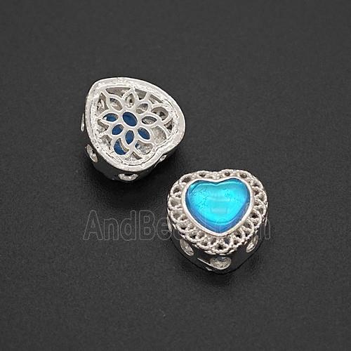 Copper Bead Pave Zircon, Silver Plated