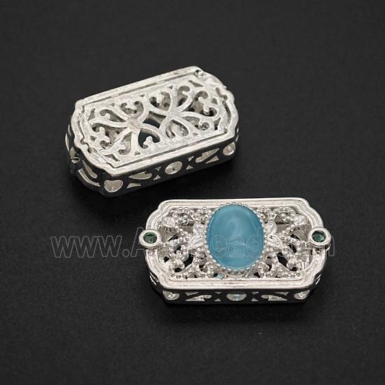Copper Bead Pave Zircon, Silver Plated
