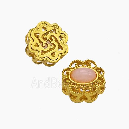 Copper Bead Pave Zircon, Silver Plated