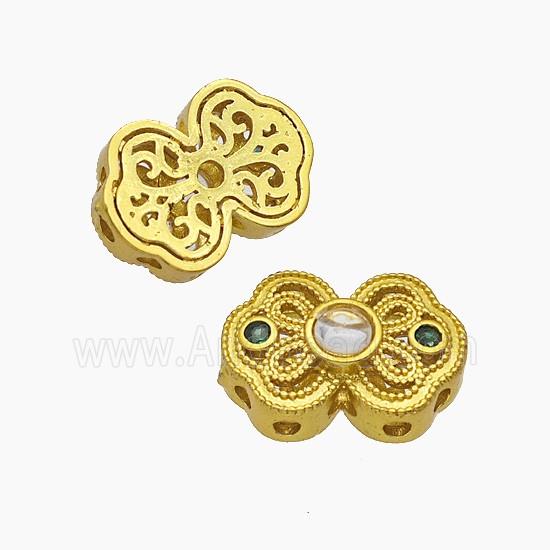 Copper Bead Pave Zircon, Silver Plated